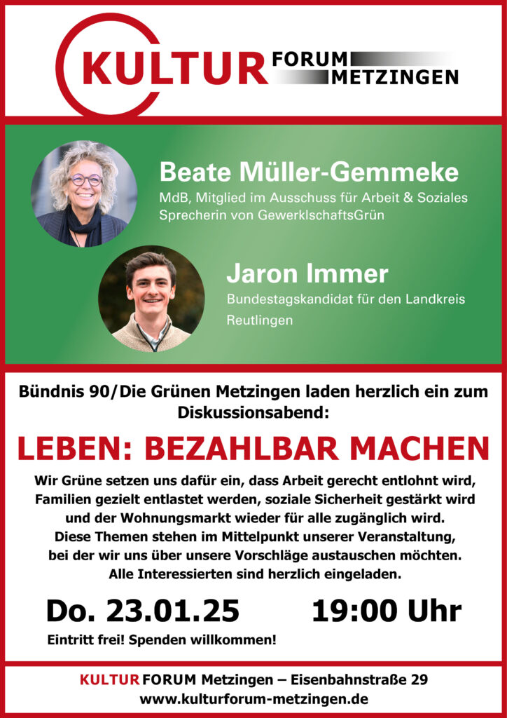 Leben: Bezahlbar machen - Diskussionsabend mit Beate Müller-Gemmeke & Jaron Immer